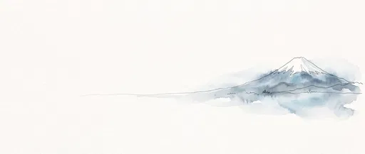 Minimalist Blue Watercolor Volcano Illustration