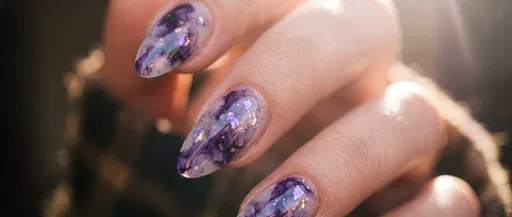 Purple Watercolor Smoke Nail Art Macro