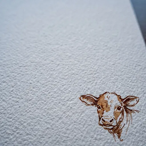 Sepia Calf Sketch on Textured Paper