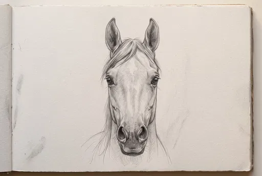 Front-Facing Horse Head Pencil Sketch