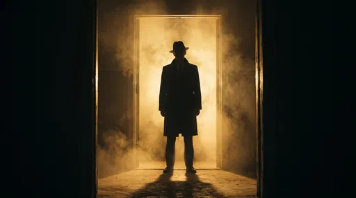 Silhouette of Man in Fedora in Doorway
