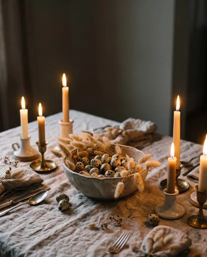 Rustic Easter Tablescape with Quail Eggs