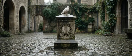 White Dove on Stone Monument
