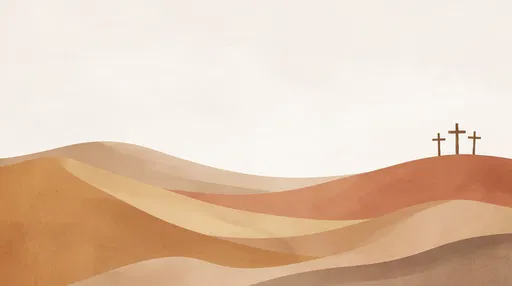 Minimalist Boho Desert Hills With Three Crosses