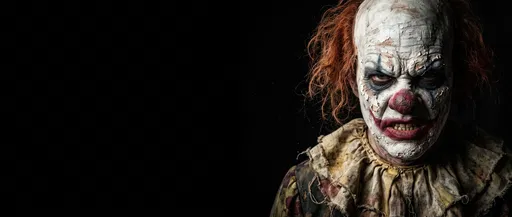 Sinister Clown Portrait on Black Background