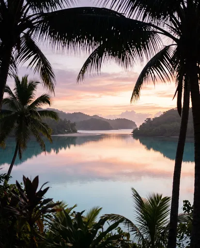 Tropical Cove at Pastel Sunrise