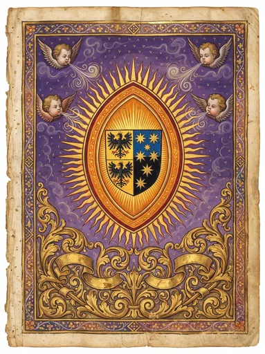 Illuminated Parchment With Heraldic Shield
