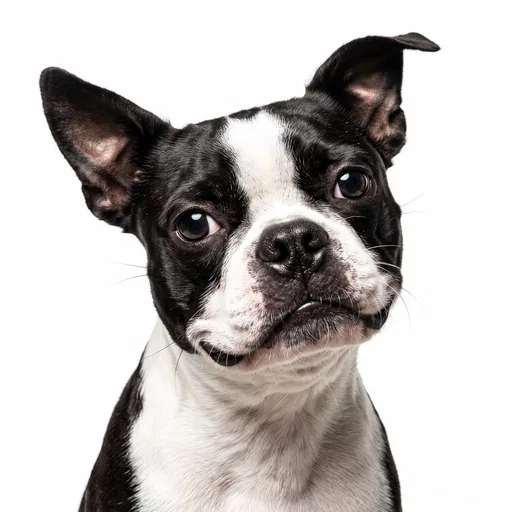 Boston Terrier Studio Portrait on White