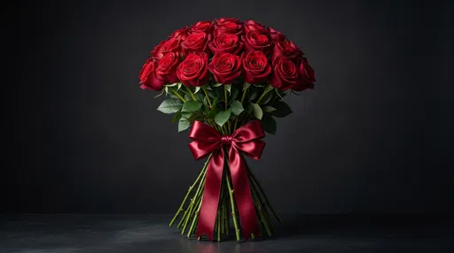 Red Rose Bouquet With Satin Bow