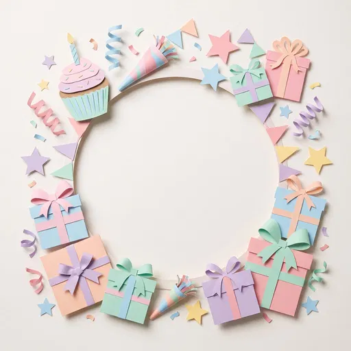 Pastel Paper Cut Birthday Frame Border