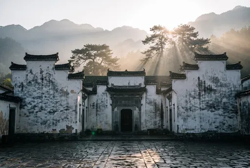Traditional Huizhou Residence at Sunrise
