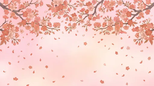 Stylized Pink Cherry Blossom Branches Background