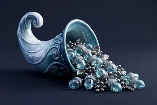 Porcelain Cornucopia Spilling Crystal Acorns