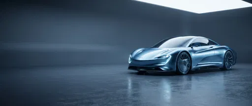 Futuristic Blue Concept Car in Studio