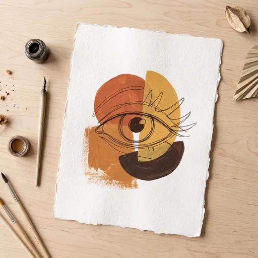Flat Lay of Abstract Eye Illustration