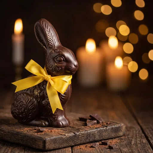 Dark Chocolate Easter Bunny With Yellow Ribbon