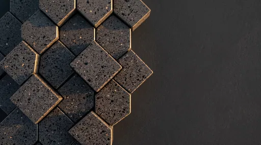 Dark Terrazzo Geometric Tiles with Copy Space