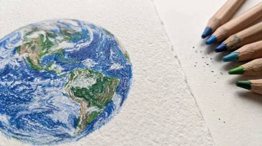 Colored Pencil Drawing of Planet Earth