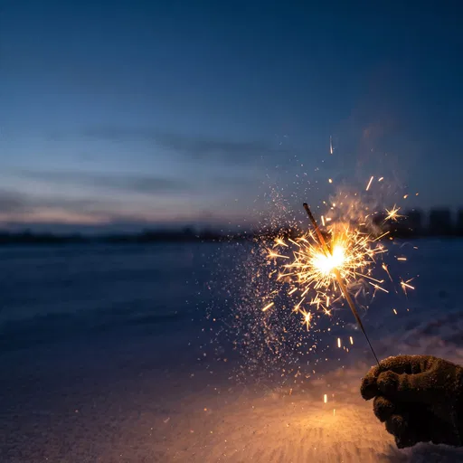 Hand Holding Burning Sparkler at Dusk