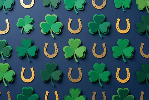 Paper Cut Shamrocks and Horseshoes Pattern