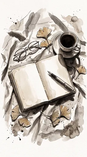 Ink Wash Journal Coffee Flat Lay