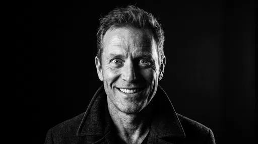 Intense Monochrome Portrait of Smiling Man
