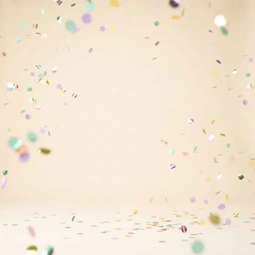 Pastel Confetti Falling on Cream Studio Backdrop