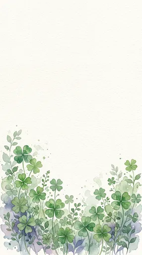 Watercolor Four-Leaf Clovers Border Illustration