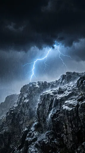 Lightning Strike Over Wet Rocky Ridge