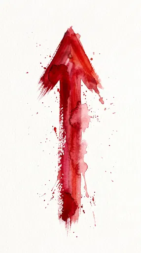 Red Watercolor Upward Arrow Illustration
