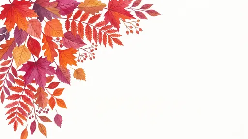 Painted Autumn Leaves Corner Frame Background