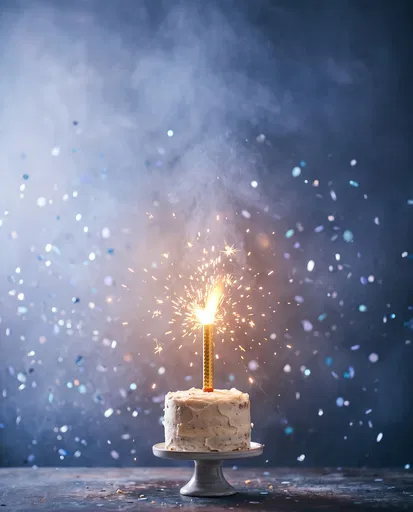 Petite Cake With Sparkling Fountain Candle