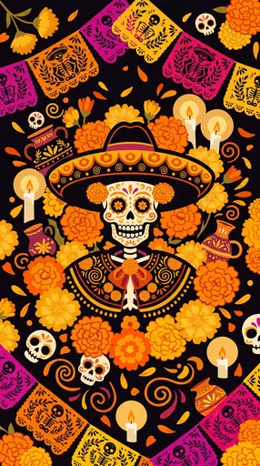 Dia De Los Muertos Skeleton Illustration