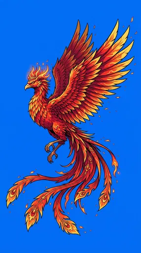 Cel-Shaded Fiery Phoenix Side Profile