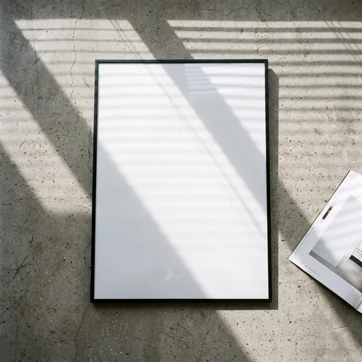 Blank Black Frame on Concrete Floor