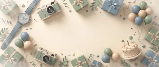 Pastel Birthday Flat Lay Background