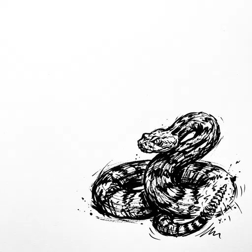Black Ink Rattlesnake Sketch With Copy Space