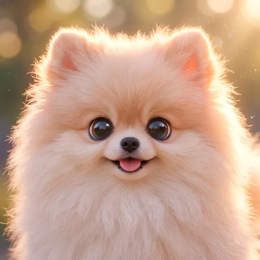 Cute Fluffy Pomeranian Puppy 3D Portrait