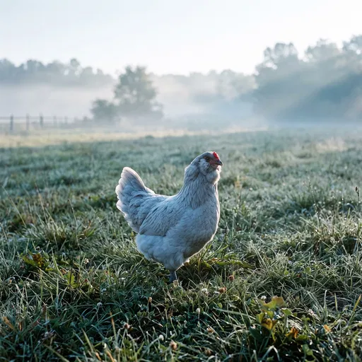 Lavender Ameraucana Hen in Misty Meadow