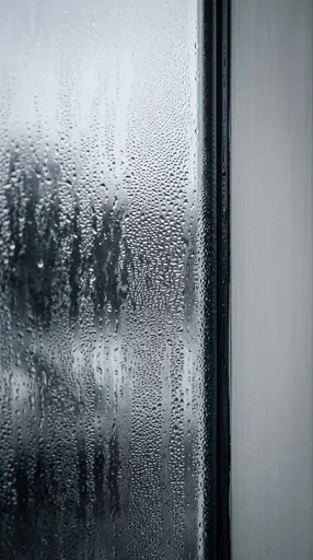 Condensation Droplets on Rainy Window Glass