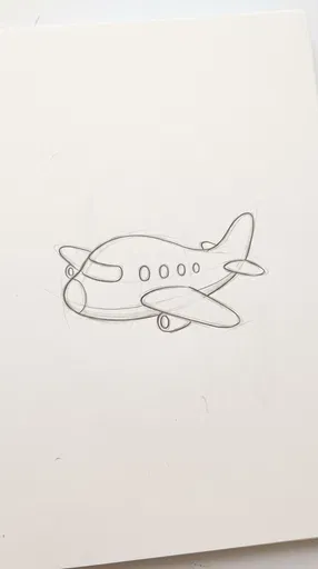 Simple Pencil Sketch of Rounded Airplane