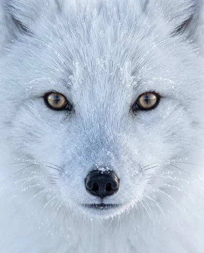 Symmetrical Close-Up Portrait of Arctic Fox