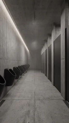 Minimalist Brutalist Concrete Men's Restroom