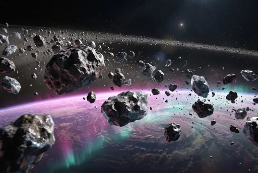 Asteroid Belt Orbiting Glowing Planet