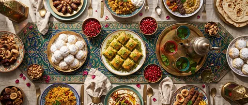 Top-Down Eid Feast Flat Lay