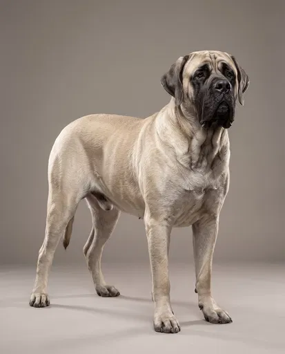 Silver-Fawn English Mastiff Studio Portrait