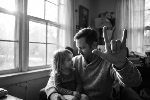 Father Signing I Love You With Daughter