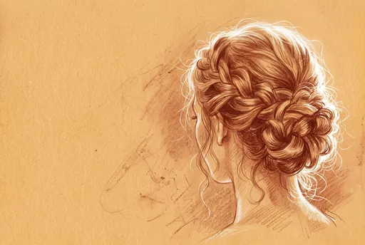 Sanguine Chalk Sketch of Braided Updo