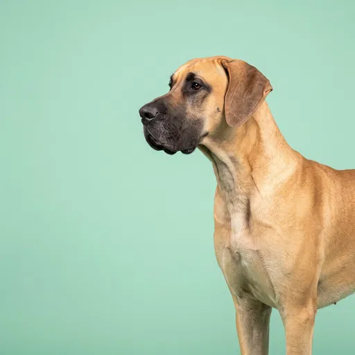 Fawn Great Dane on Mint Background