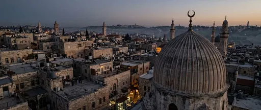 Historic Mosque Dome Over Twilight Cityscape